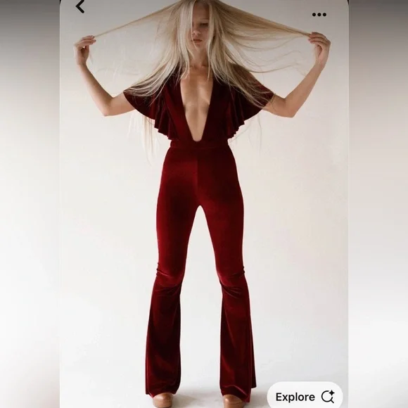 Sugarhigh Lovestoned Penny Velvet Catsuit Black - Picture 2 of 3